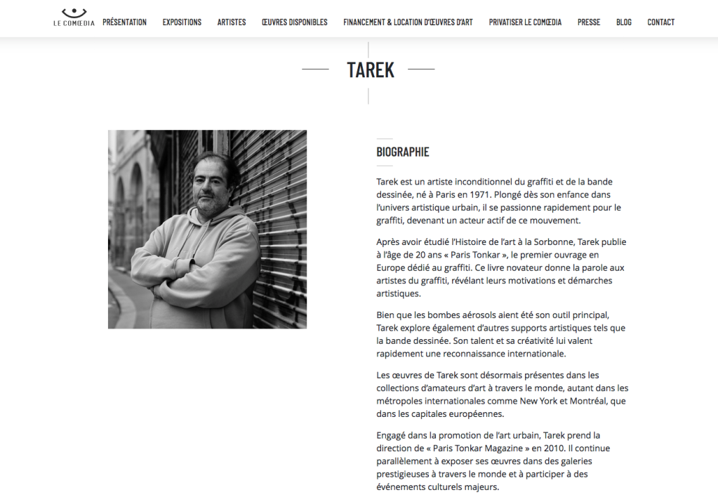 Tarek rejoint galerie Comoedia Brest